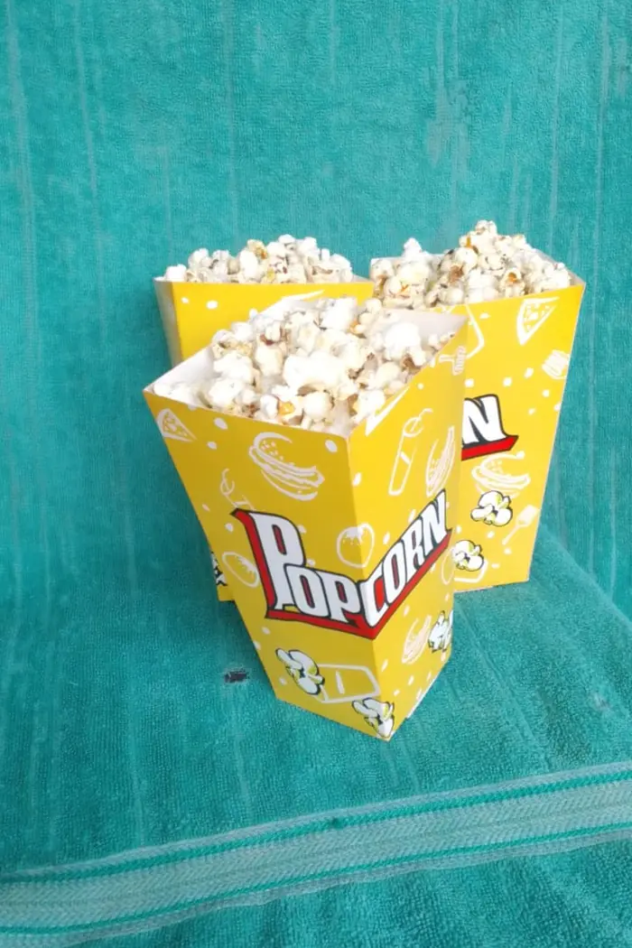 Popcorn in yellow boxes