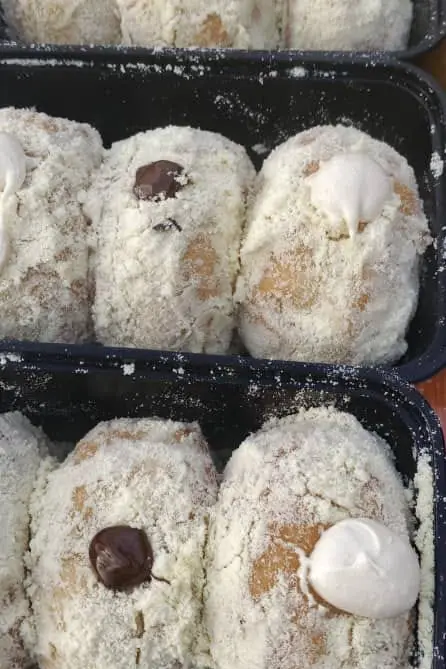 Filled and sugared doughnuts